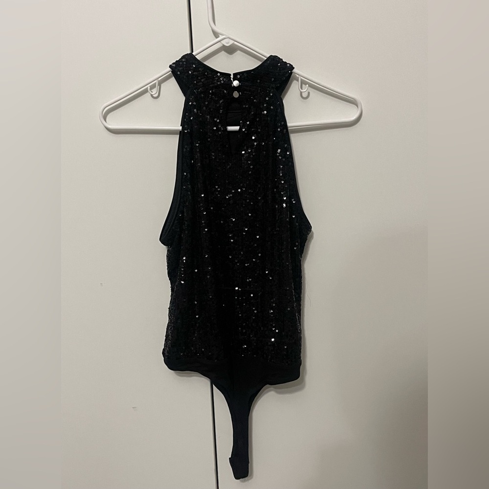 Black Sequin Sleeveless Top